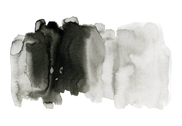 黒インクの抽象的なモノクロの背景、スプラッシュと汚れ、手描きのイラスト - 写真・画像