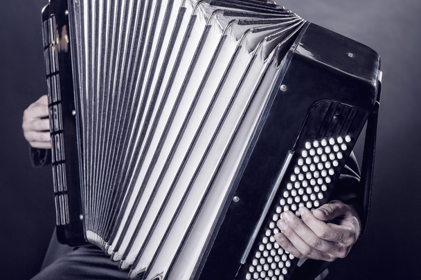 muzikant die accordeon speelt  - Foto, afbeelding
