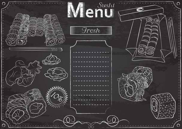 Giz de menu de sushi - Vetor, Imagem