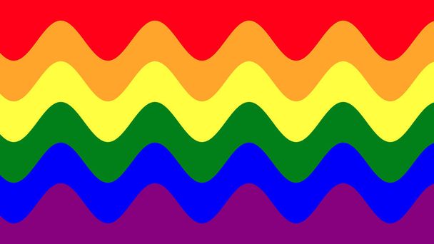 Rainbow gay pride flag background  with a decorative wavy pattern in high resolution. - Photo, Image