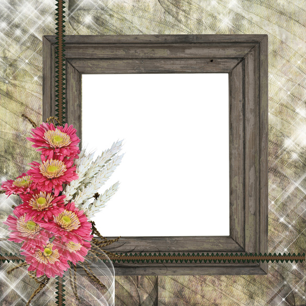 Floral wood frame - Foto, imagen