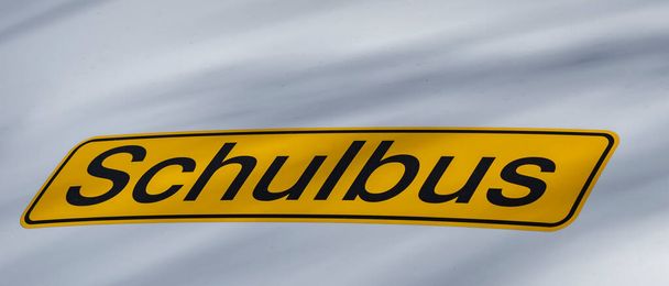 Close-up of a sign on a school bus in Germany. Translation: German for school bus. - Photo, Image