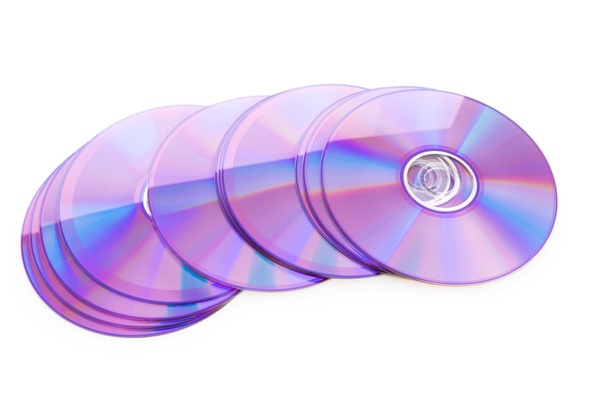 Muchos DVD aislados en el fondo blanco
 - Foto, Imagen