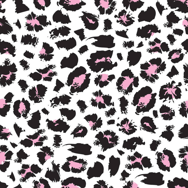 Patrón de piel de leopardo vector sin costuras. Fondo de impresión animal para tela, textil, diseño, cubierta, envoltura. Gradiente blanco rosa negro - Vector, Imagen