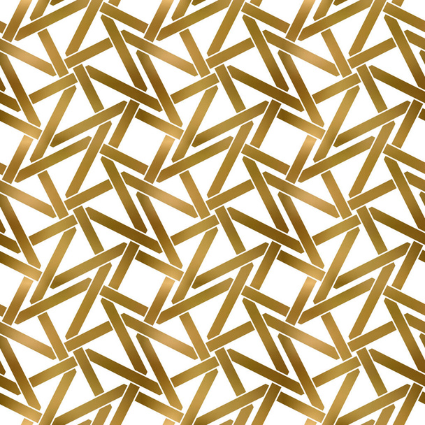 Abstract herhaalbare patroon achtergrond van gouden gedraaide banden. Swatch van goud verstrengeld zigzag banden. Naadloos patroon in moderne stijl. - Vector, afbeelding