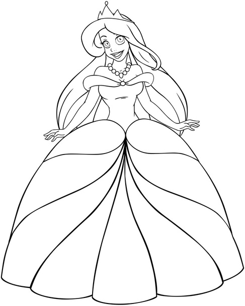 Caucasian Princess Coloring Page - Vector, Image