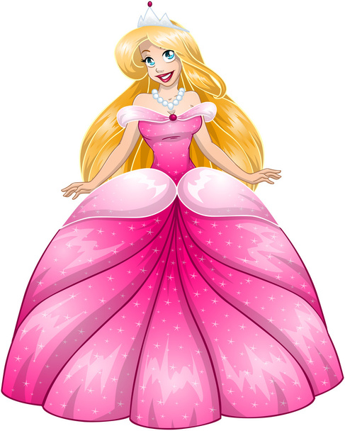 blonďatá princezna v růžových šatech - Vektor, obrázek
