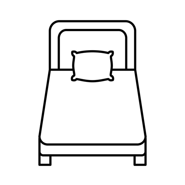 κρεβάτι με εικονίδιο στυλ γραμμή μαξιλάρι - Διάνυσμα, εικόνα