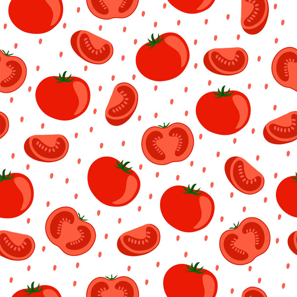 seamless pattern with tomatoes, vector illustration - Vector, Image