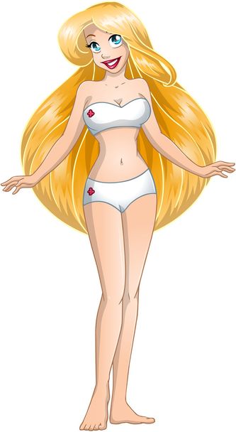 Blond Teenage Girl In Underwear - Вектор,изображение