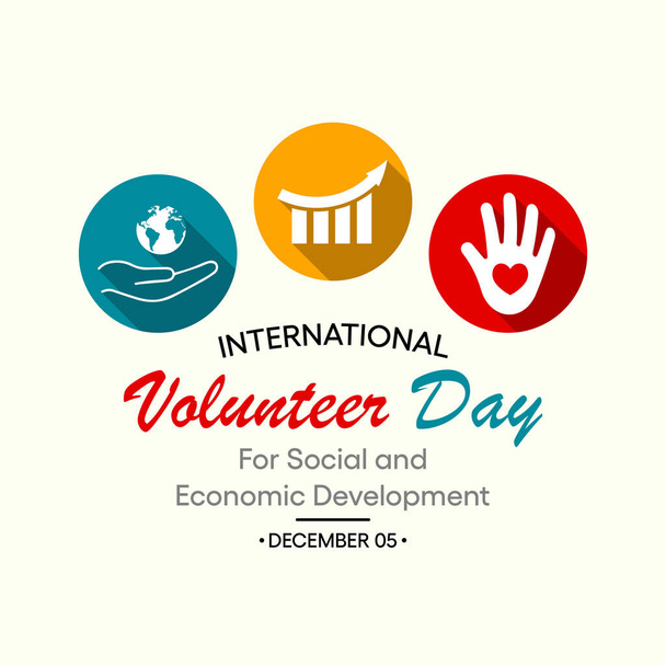 Illustration vectorielle sur le thème de la Journée internationale du volontariat pour le développement social et économique, observée chaque année le 5 décembre à travers le monde. - Vecteur, image