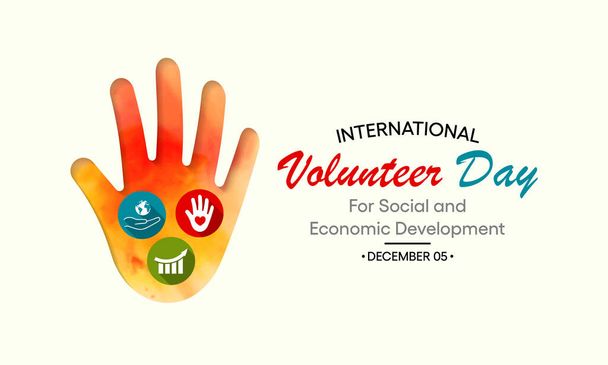 Dünya genelinde her yıl 5 Aralık 'ta gözlemlenen, Uluslararası Sosyal ve Ekonomik Gelişim Gönüllü Günü konulu vektör illümü. - Vektör, Görsel