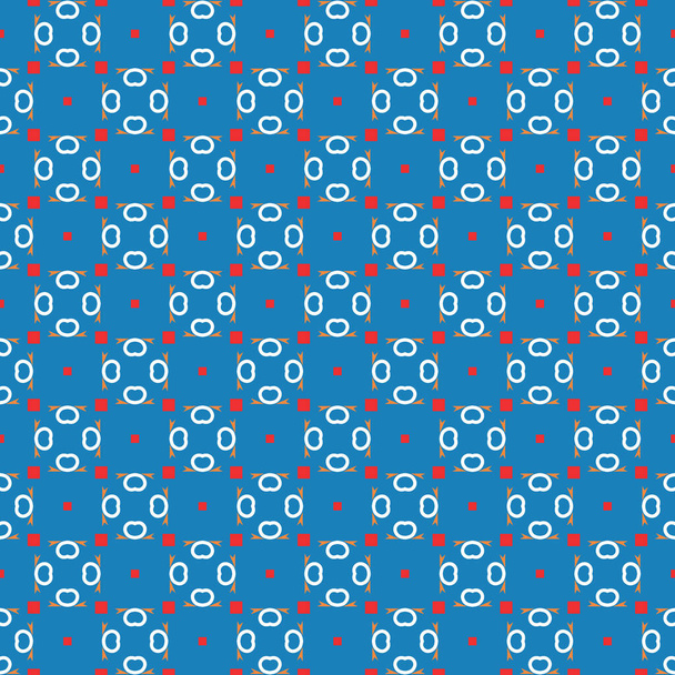 Διάνυσμα απρόσκοπτη μοτίβο υφή φόντο με γεωμετρικά σχήματα, χρωματισμένο σε μπλε, πορτοκαλί, κόκκινο και λευκό χρώμα. - Διάνυσμα, εικόνα