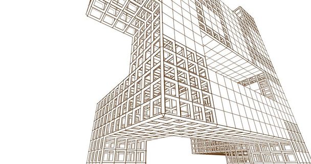 diseño cúbico abstracto arquitectura 3d - Foto, imagen