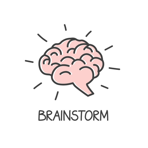 brainstorm word and brain icon -  vector illustration - Vector, Image