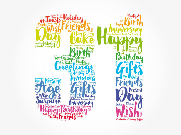 Happy 31st birthday word cloud, holiday concept background - Photo, Image