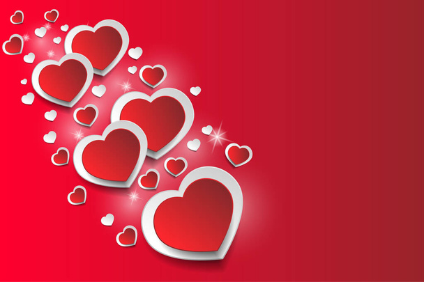 Romantic hearts background, colorful vector illustration for Valentines day  - Vecteur, image