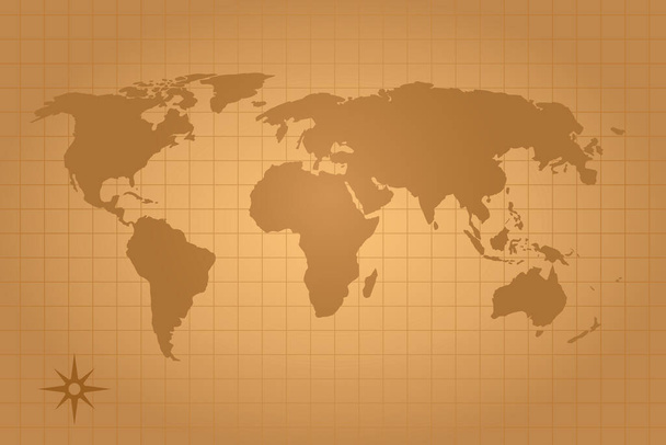 Vektorien maailmankartta. Flat Earth, kartta malli verkkosivuilla malli, vuosikertomus, infographic. Maapallo on samanlainen maailman kartta kuvake. - Vektori, kuva