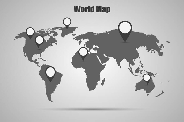 Vektorweltkarte. Flache Erde, Kartenvorlage für Website-Vorlage, Jahresbericht, Infografik. Der Globus ist ein ähnliches Weltkarten-Symbol. - Vektor, Bild