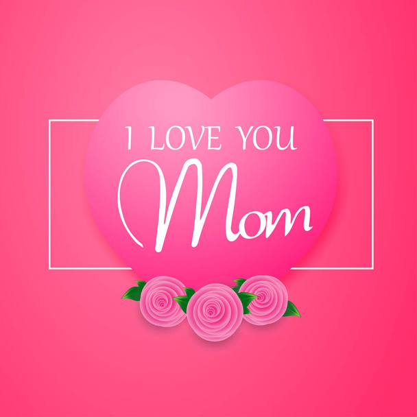 Szczęśliwy dzień matki kartka z pięknymi kwiatami, kolorowe wektor ilustracji - Wektor, obraz