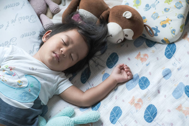 Little boy lying sleep on blanket kid resting concept - Foto, immagini