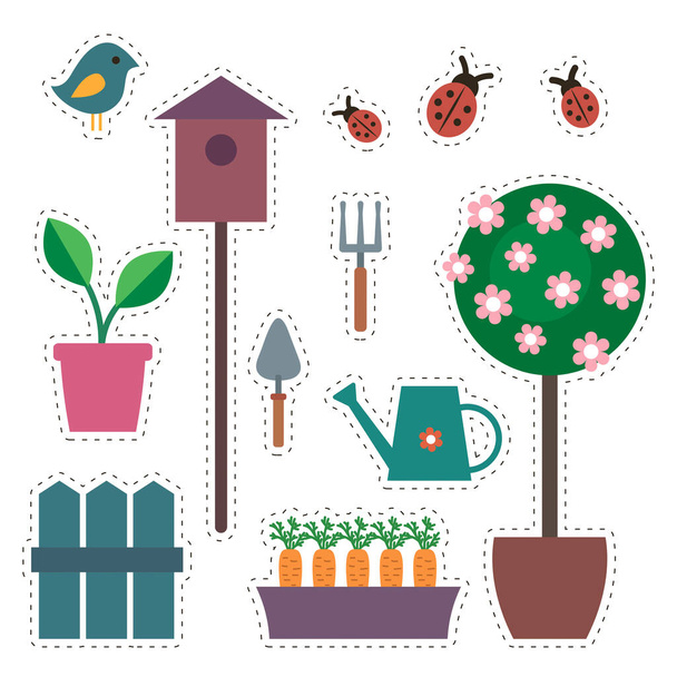 Наклейки для садівництва. Набір елементів дизайну для реклами садівництва
 - Вектор, зображення