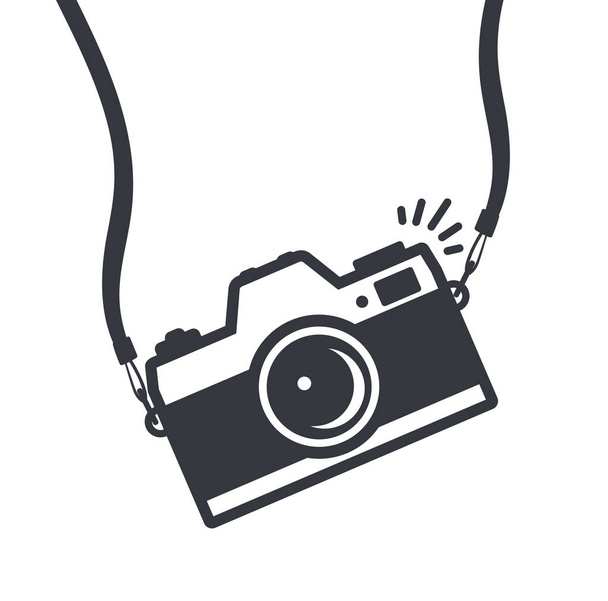 camera with strap icon symbol vector - Вектор,изображение