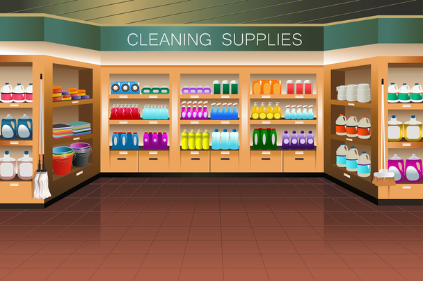 Élelmiszerbolt: tisztítás ellátás szakasz - Vektor, kép