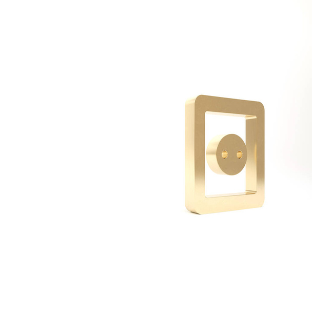 Gold Electrical outlet εικονίδιο απομονώνονται σε λευκό φόντο. Υποδοχή ρεύματος. Το σύμβολο της Ροζέτας. 3d απεικόνιση 3D καθιστούν. - Φωτογραφία, εικόνα