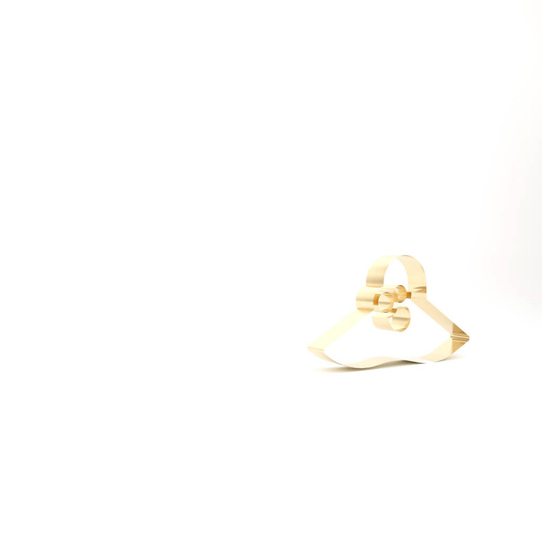 Zlato Elegantní dámské klobouk ikona izolované na bílém pozadí. 3D ilustrace 3D vykreslení. - Fotografie, Obrázek