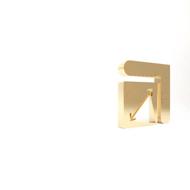 Arany papír méretű ikon elszigetelt fehér háttér. 3d illusztráció 3D render. - Fotó, kép