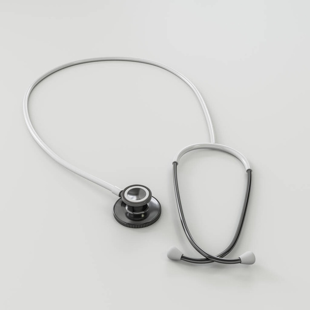 white stethoscope isolated on white background 3d illustration - Foto, imagen
