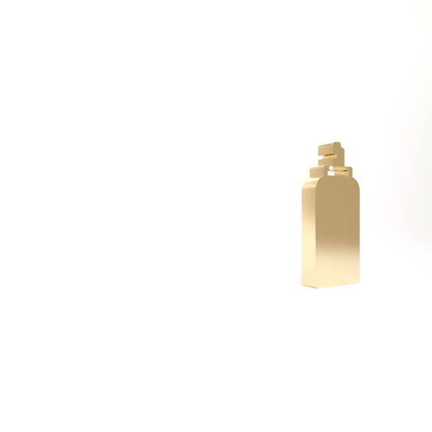 Gold Paint spray can icon isolated on white background. 3d illustration 3D render. - Photo, Image