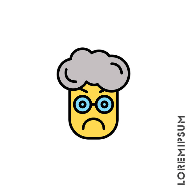 Angry yellow icon vector. Furious Face Emoticon boy, man Icon Vector Illustration. Style.  - Vector, Image