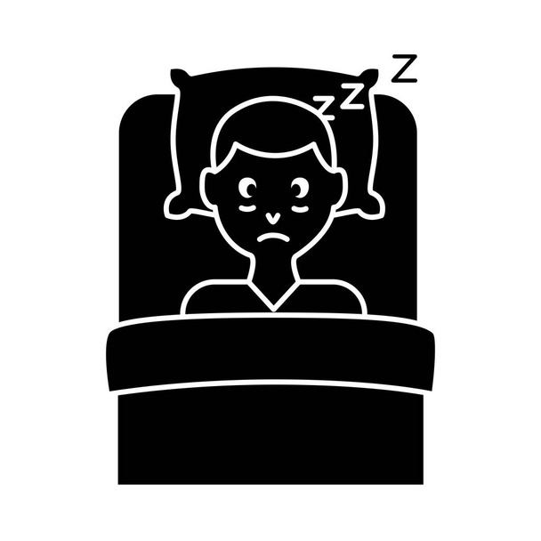 pessoa com insônia no estilo silhueta cama - Vetor, Imagem