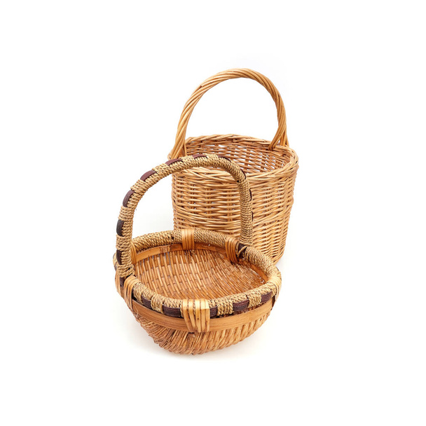 Handmade wicker basket isolated on white background - Photo, Image