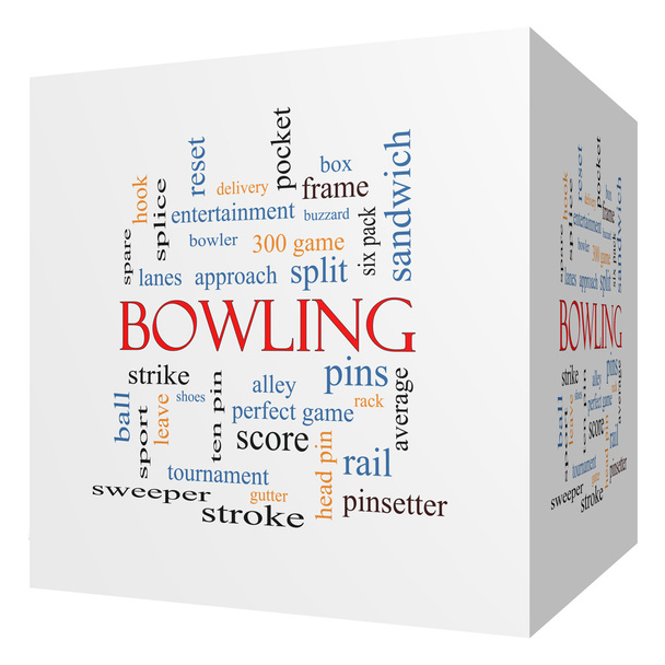Bowling 3D Würfel Wort Wolke Konzept - Foto, Bild