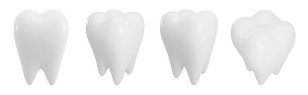 Зубы изолированы на белом фоне с пространством для копирования 3D рендеринга - Фото, изображение