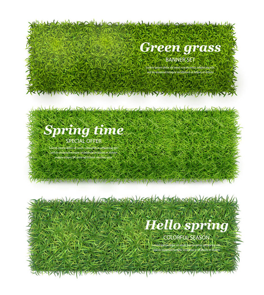 Green Grass Realistic Banners - Vector, Image