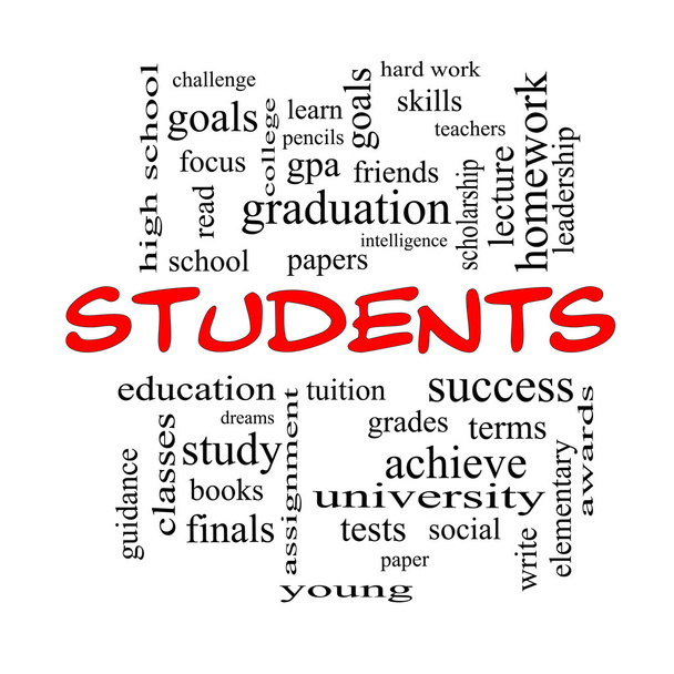 Students Word Cloud Concept in red caps - Photo, Image