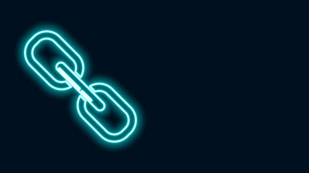Świecąca neonowa linia Ikona ogniwa łańcuchowego izolowana na czarnym tle. Połączenie pojedyncze. 4K Animacja graficzna ruchu wideo - Materiał filmowy, wideo