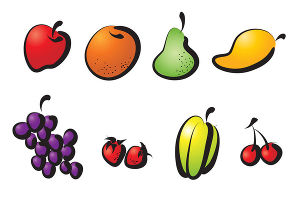 illustration of different kinds of fruits on white background  - Vector, imagen