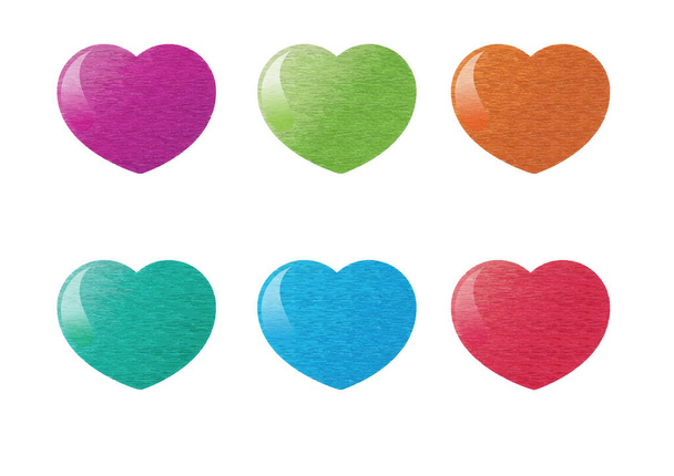 set of vector hearts on white background  - Διάνυσμα, εικόνα