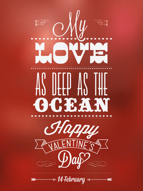 Happy valentine's day hand belettering - typografische achtergrond - Vector, afbeelding
