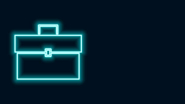 Zářící neonový řádek Aktovka ikona izolované na černém pozadí. Obchodní značka. Obchodní portfolio. Grafická animace pohybu videa 4K - Záběry, video