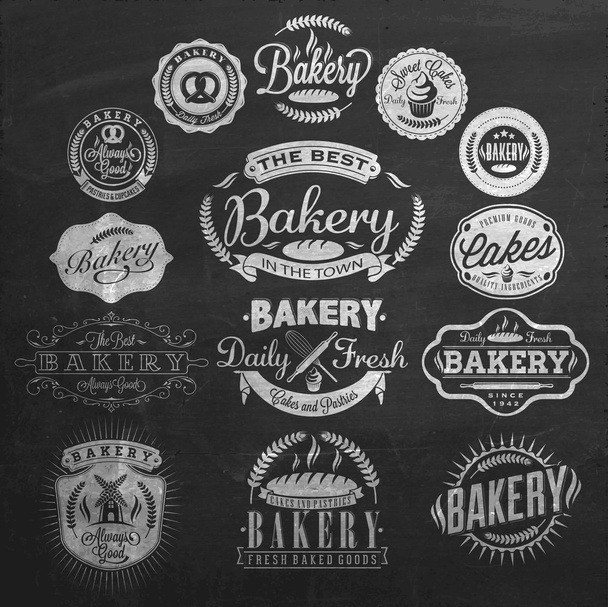 Retro-Bäckereiplaketten und Etiketten - Vektor, Bild