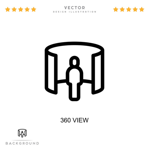 Icono de vista 360. Elemento simple de la colección de interrupciones digitales. Icono de vista de línea 360 para plantillas, infografías y más - Vector, imagen