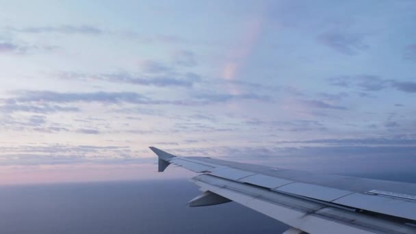 Images en temps réel de l'avion volant dans le ciel se déplaçant vers l'avant et vers l'arrière - Séquence, vidéo