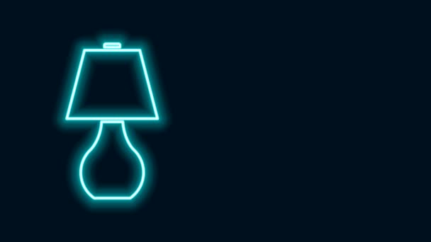 Glowing neon line Table lamp icon isolated on black background. 4K Video motion graphic animation - Footage, Video