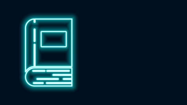 Glowing neon line Book icon isolated on black background. 4K Video motion graphic animation - Footage, Video
